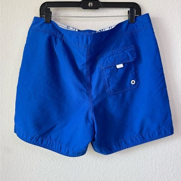Abercrombie & Fitch Men’s Swim Trunks Sz L Blue White Striped Trim Board Shorts - Picture 5 of 8